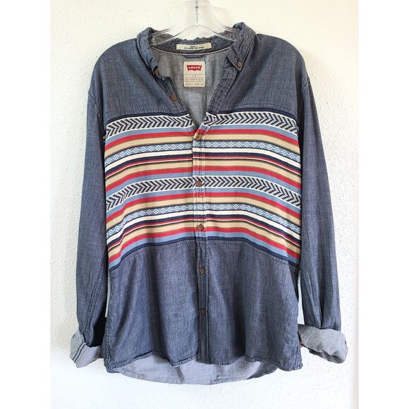 Levis Tops - Levis Denim Tribal Southwestern Button Up Shirt LARGE Retro Western Cowgirl Top